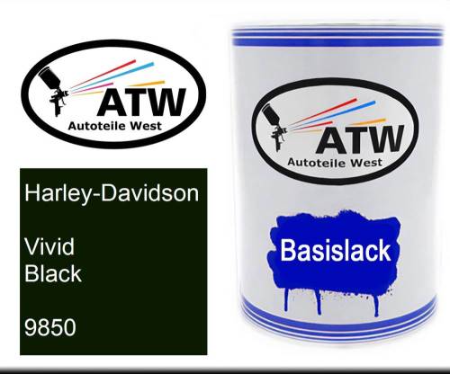 Harley-Davidson, Vivid Black, 9850: 500ml Lackdose, von ATW Autoteile West.